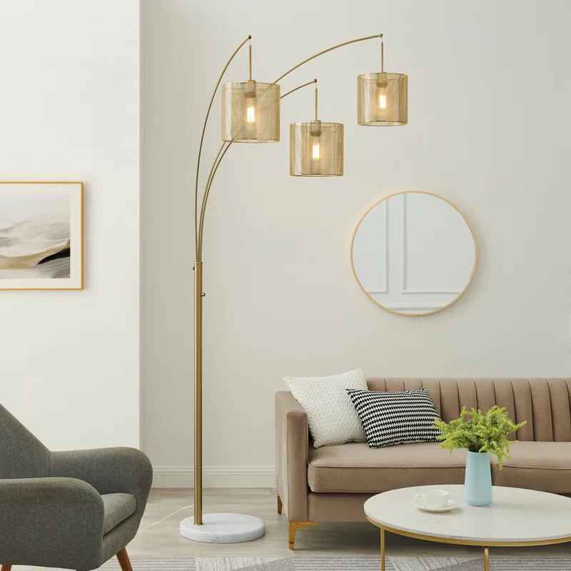Antique Brass Arched Floor Lamp thumbnail 2