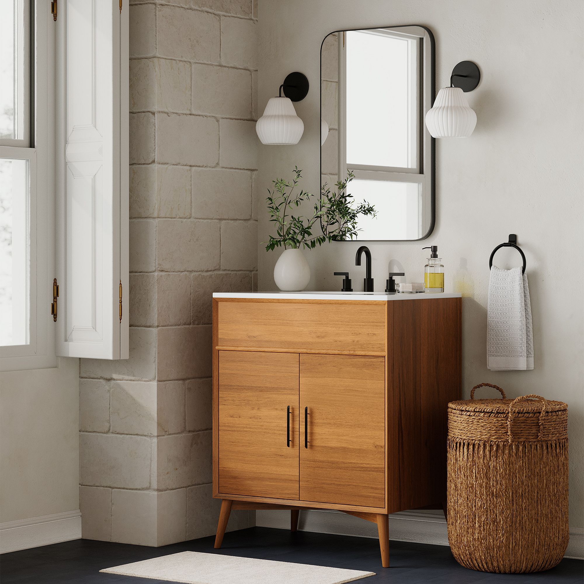 Mid Century Single Bathroom Vanity thumbnail 2