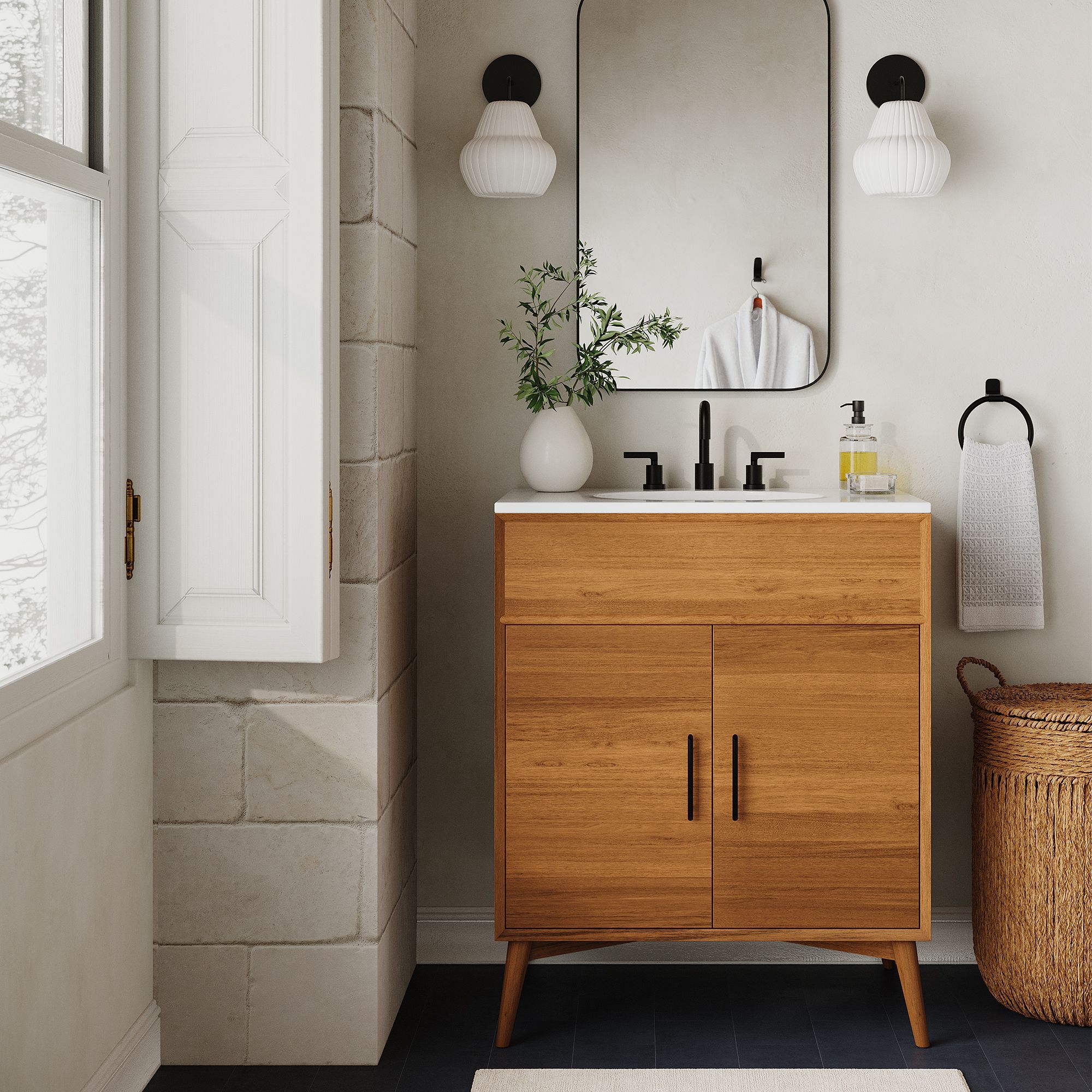 Mid Century Single Bathroom Vanity thumbnail 4