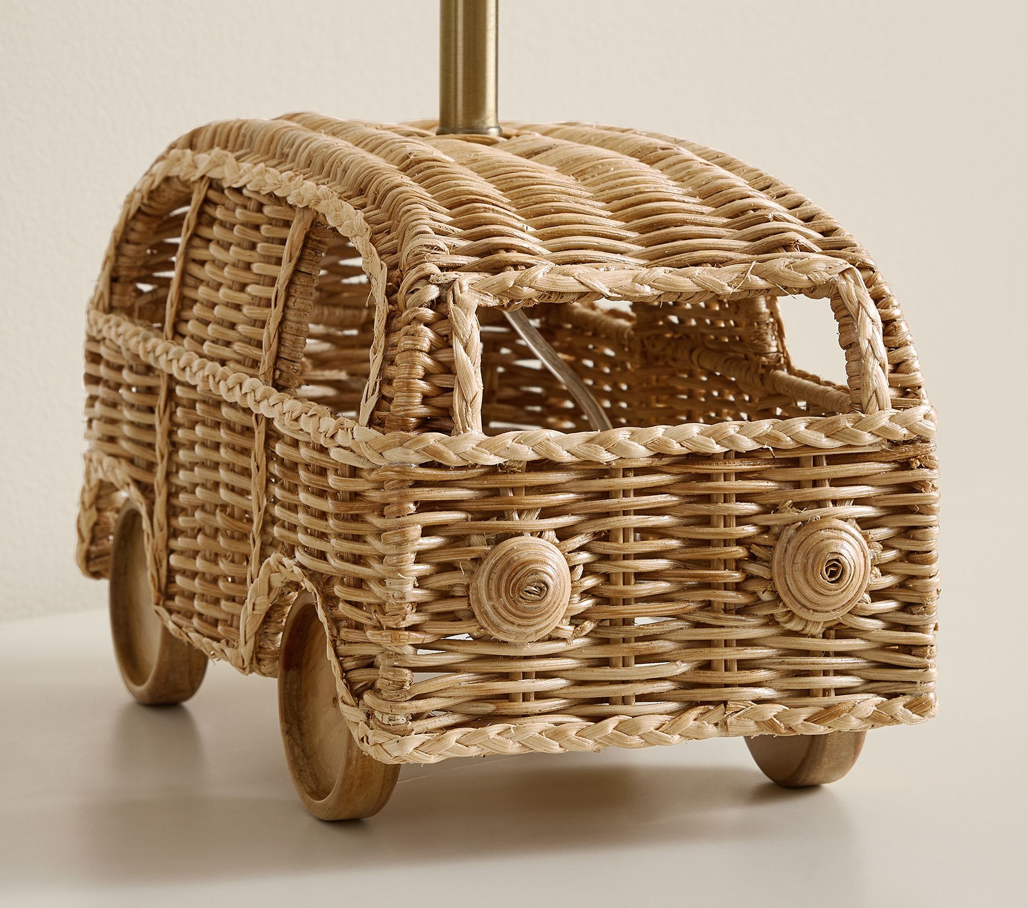 Bus Shaped Rattan Table Lamp (18") thumbnail 2