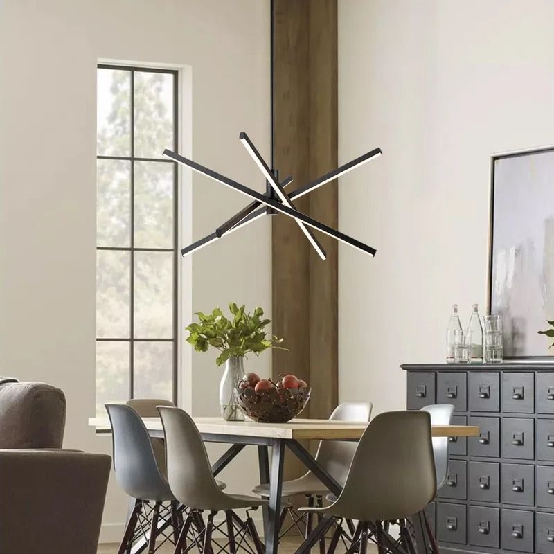 Burcker 4 Light Aluminum Dimmable LED Modern Linear Chandelier thumbnail 2