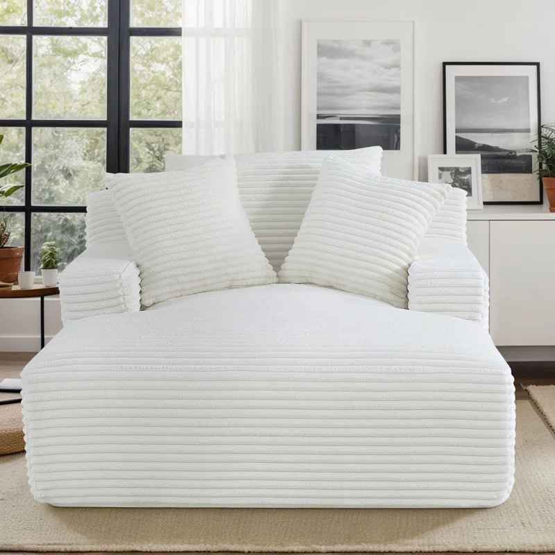49" Wide Corduroy Chaise Lounge Indoor thumbnail 4