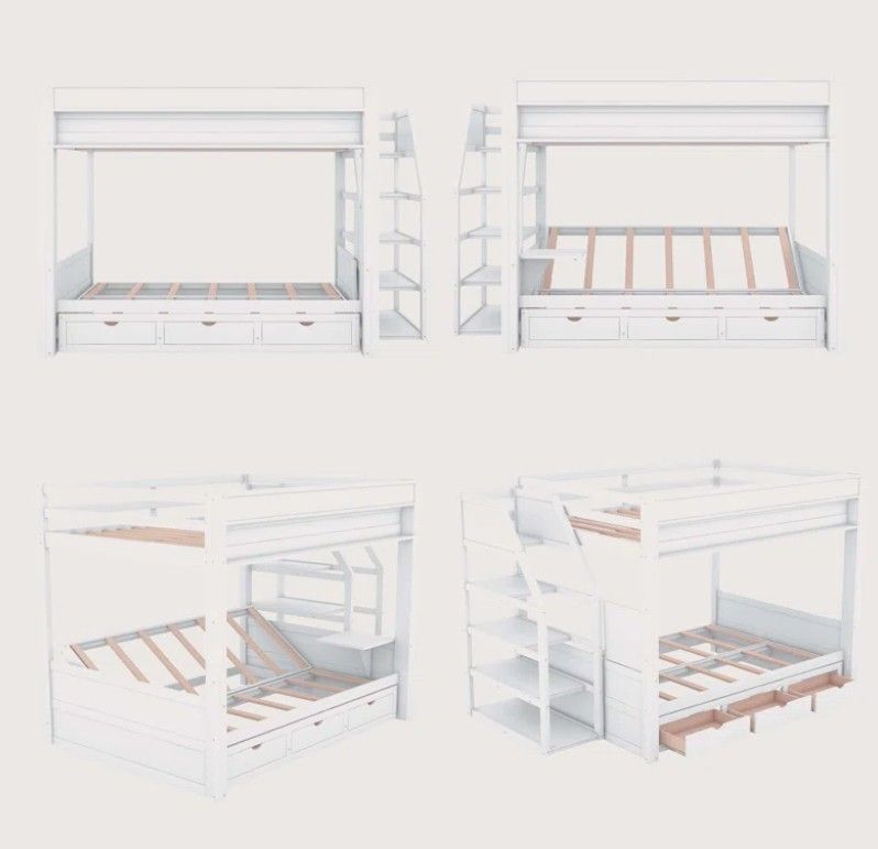 Wood Convertible Bunk Bed With Storage Staircase thumbnail 4
