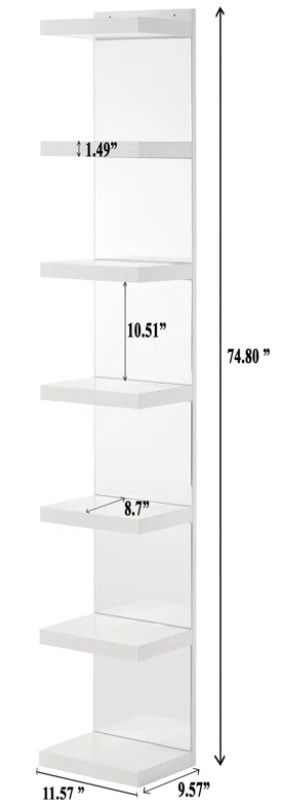 White Open Shelving Unit with Mirrored Back thumbnail 4