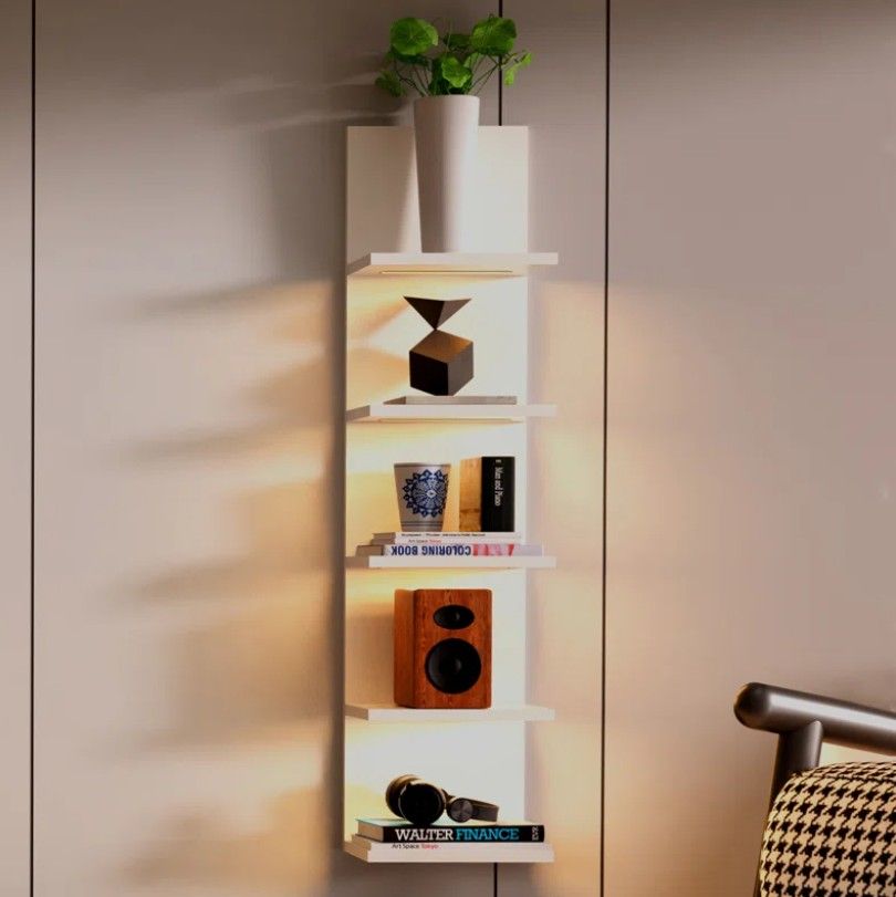Deangelos 5 Tier Floating Shelf with LED Light thumbnail 6