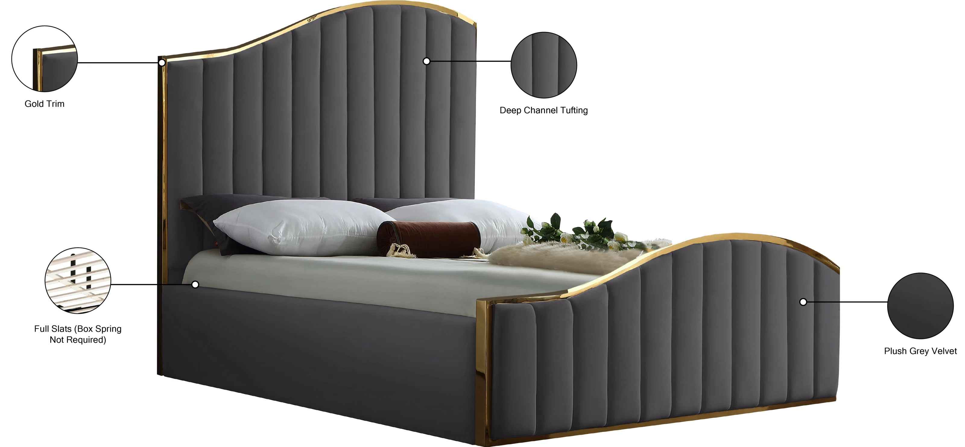 Wulff Velvet Upholstered Platform Bed-Queen thumbnail 3