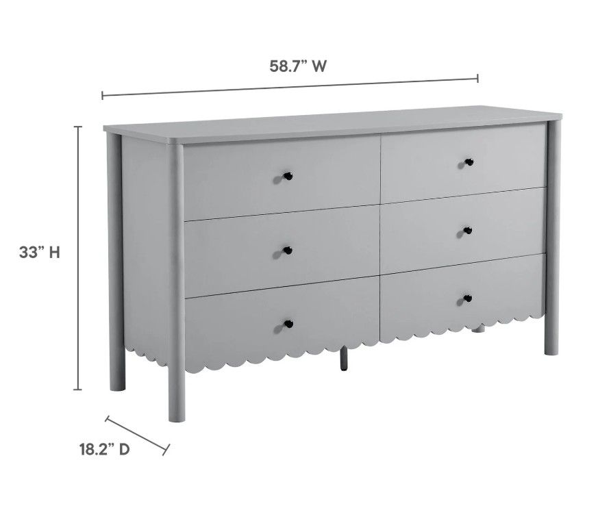 Emmerson Scalloped 6 Drawer Dresser thumbnail 6