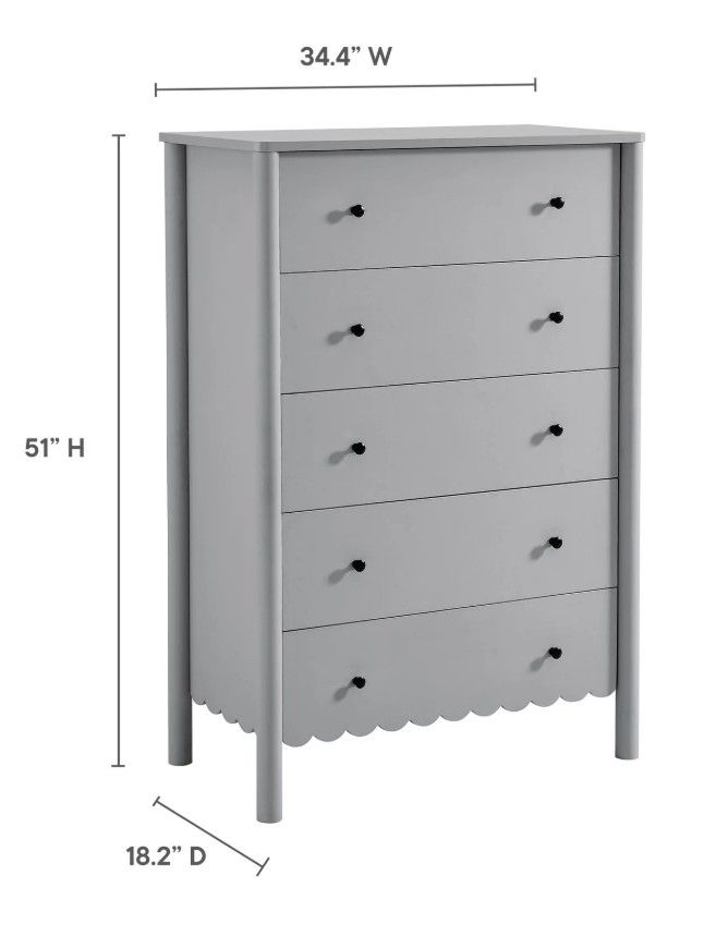 Eloise Scalloped 5 Drawer Chest thumbnail 5