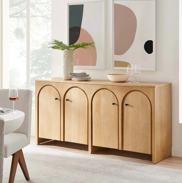Alderwood Walnut 4 Door Sideboard Storage Cabinet thumbnail 2