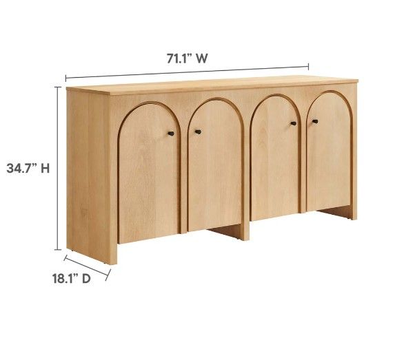 Alderwood Walnut 4 Door Sideboard Storage Cabinet thumbnail 6