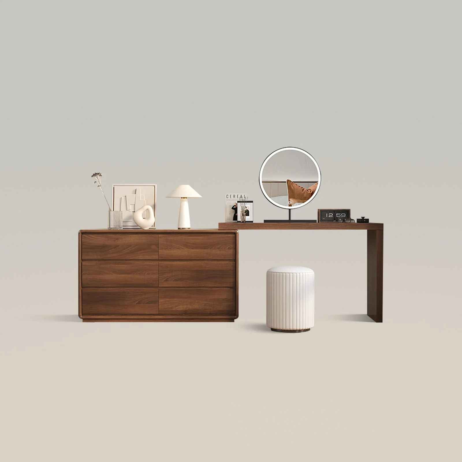 Modern Makeup Vanity Table Set Extendable Storage Cabinet thumbnail 4