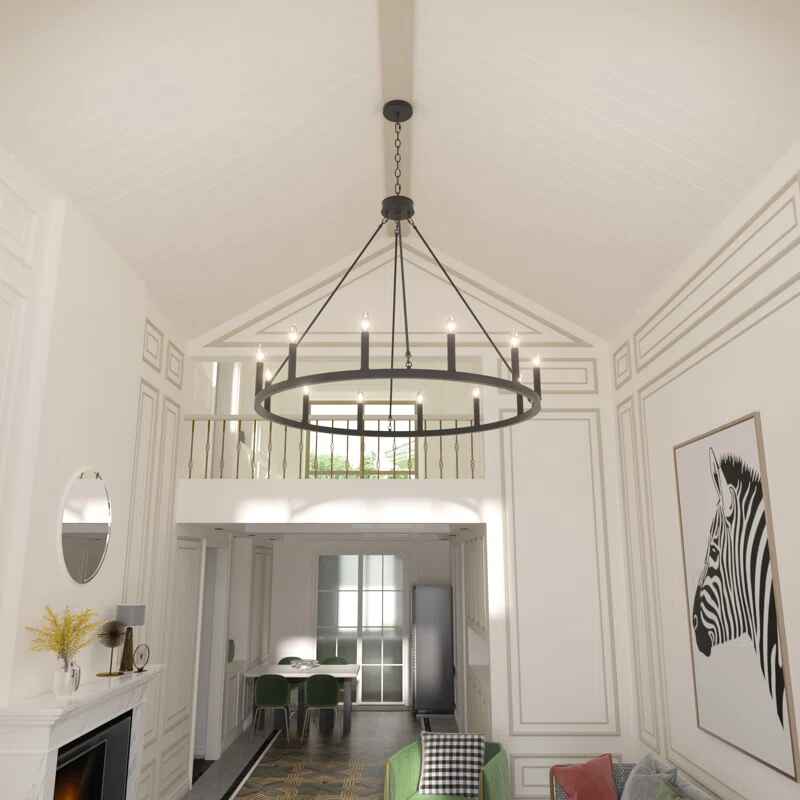 Finchley 12 Light Dimmable Wagon Wheel Chandelier thumbnail 2