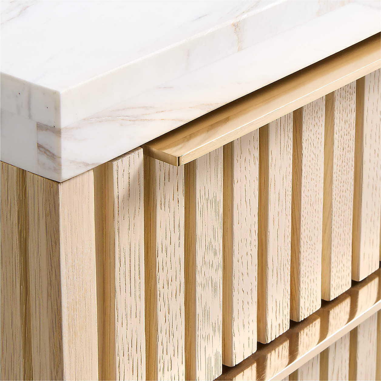 Batten 61.5" Natural Oak Wood Desk with White Marble Top thumbnail 6