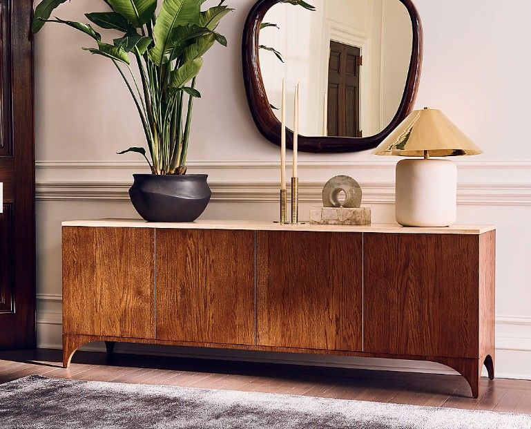 Roane 80" Oak Wood Media Console thumbnail 2