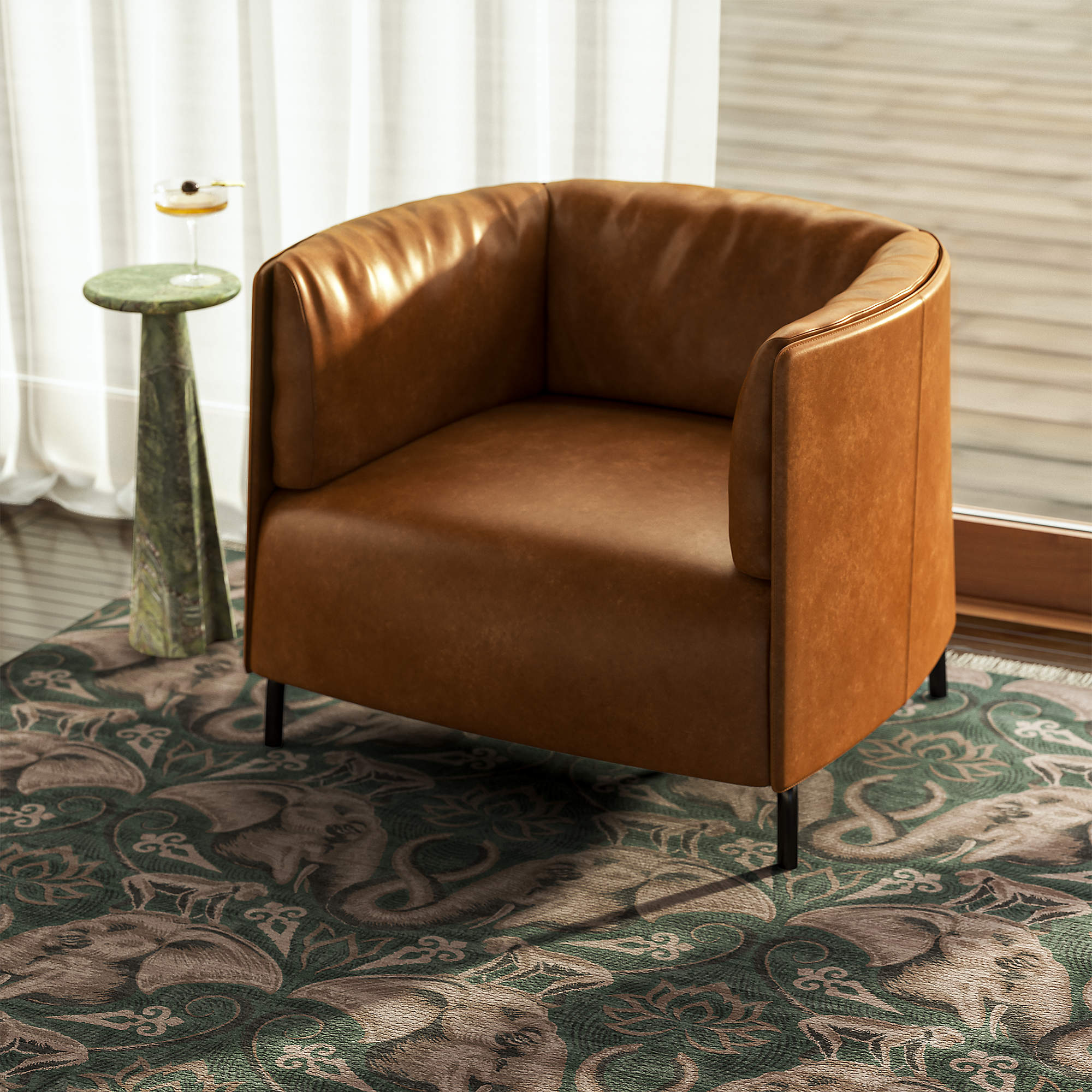 Clarendon Saddle Leather Accent Chair thumbnail 2