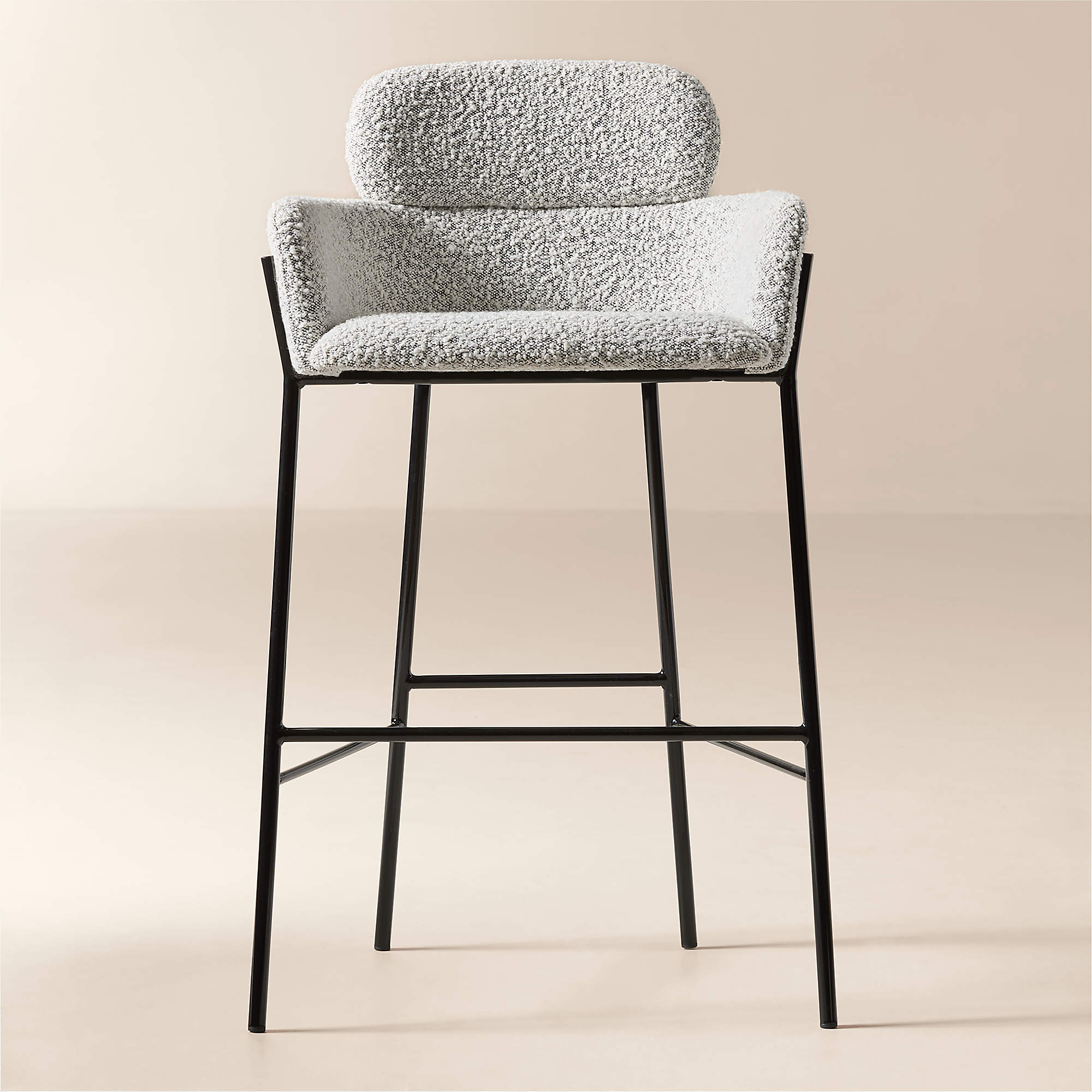 Azalea Upholstered Black and White Boucle Bar Stool Set of 2 thumbnail 2