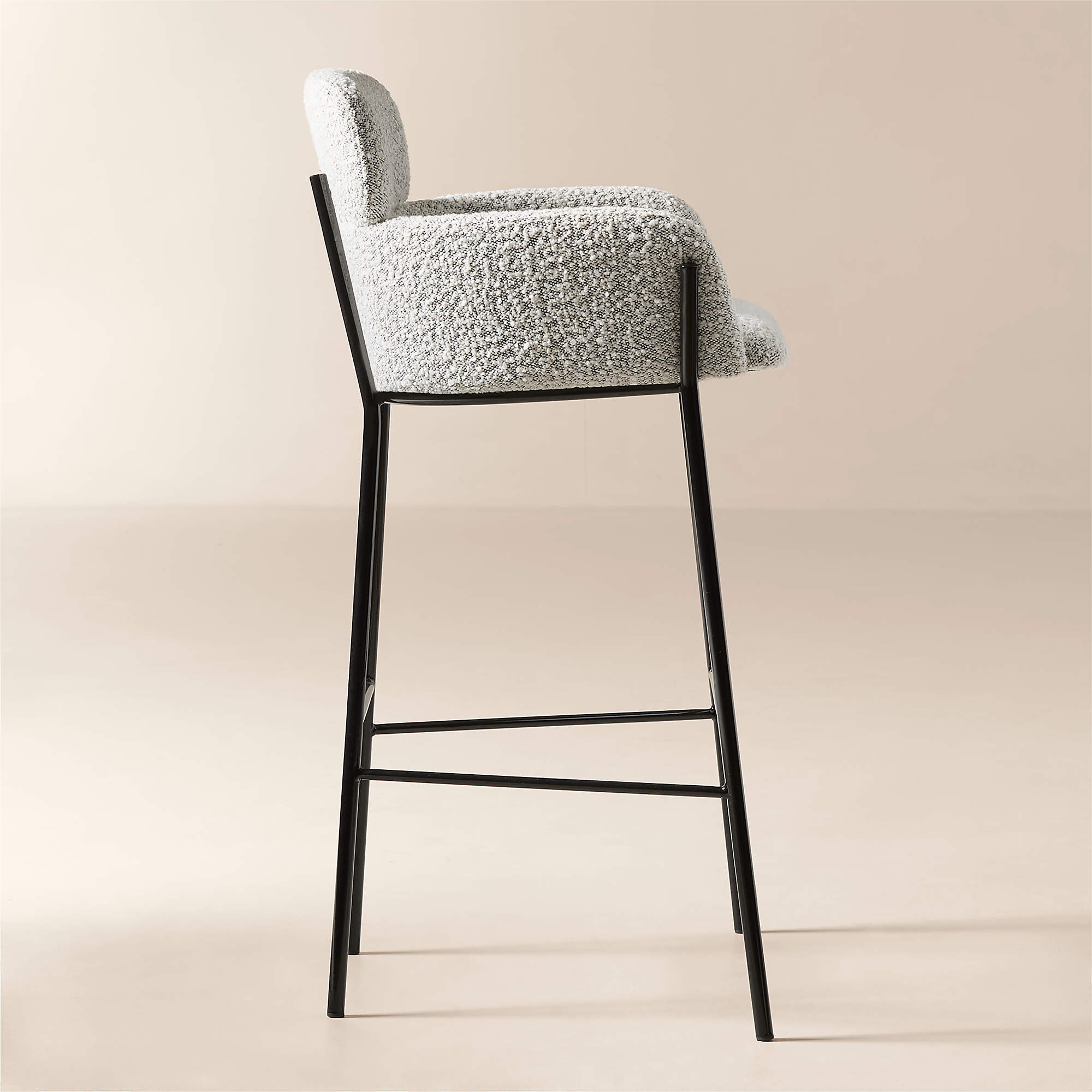 Azalea Upholstered Black and White Boucle Bar Stool Set of 2 thumbnail 3