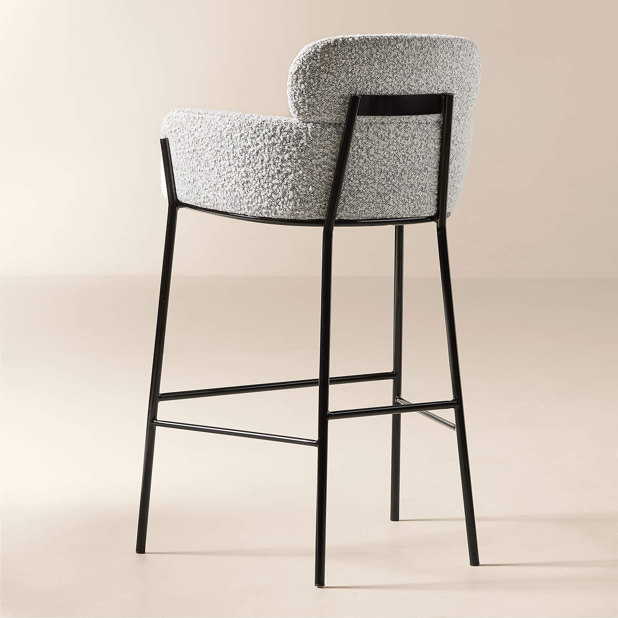 Azalea Upholstered Black and White Boucle Bar Stool Set of 2 thumbnail 4