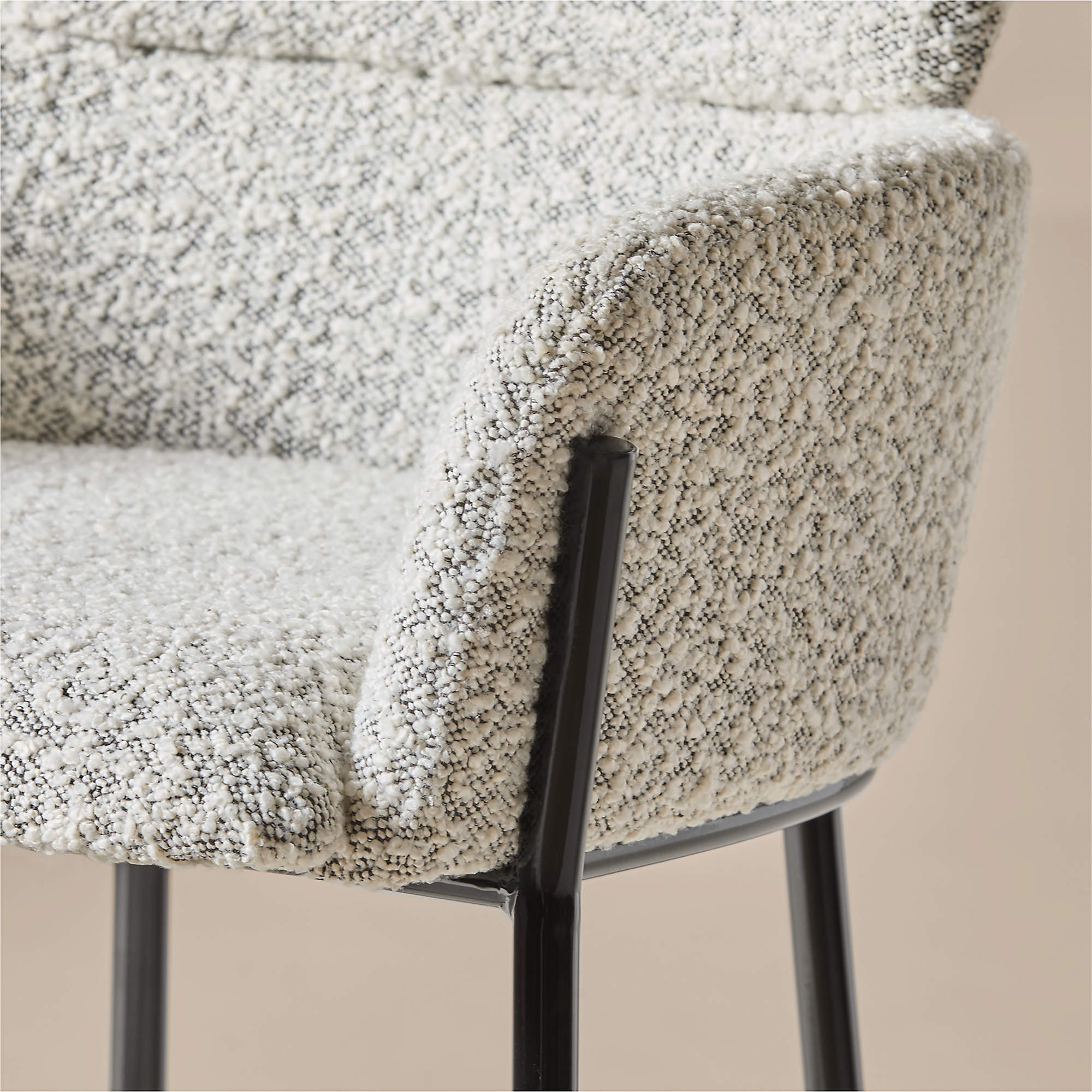 Azalea Upholstered Black and White Boucle Bar Stool Set of 2 thumbnail 5
