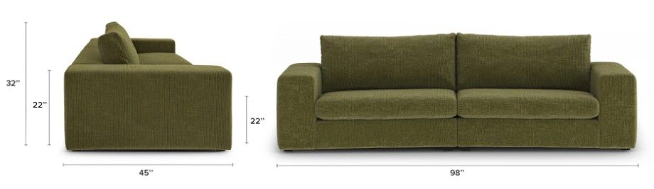 Beta 98" Modular Sofa - Cypress Green thumbnail 7