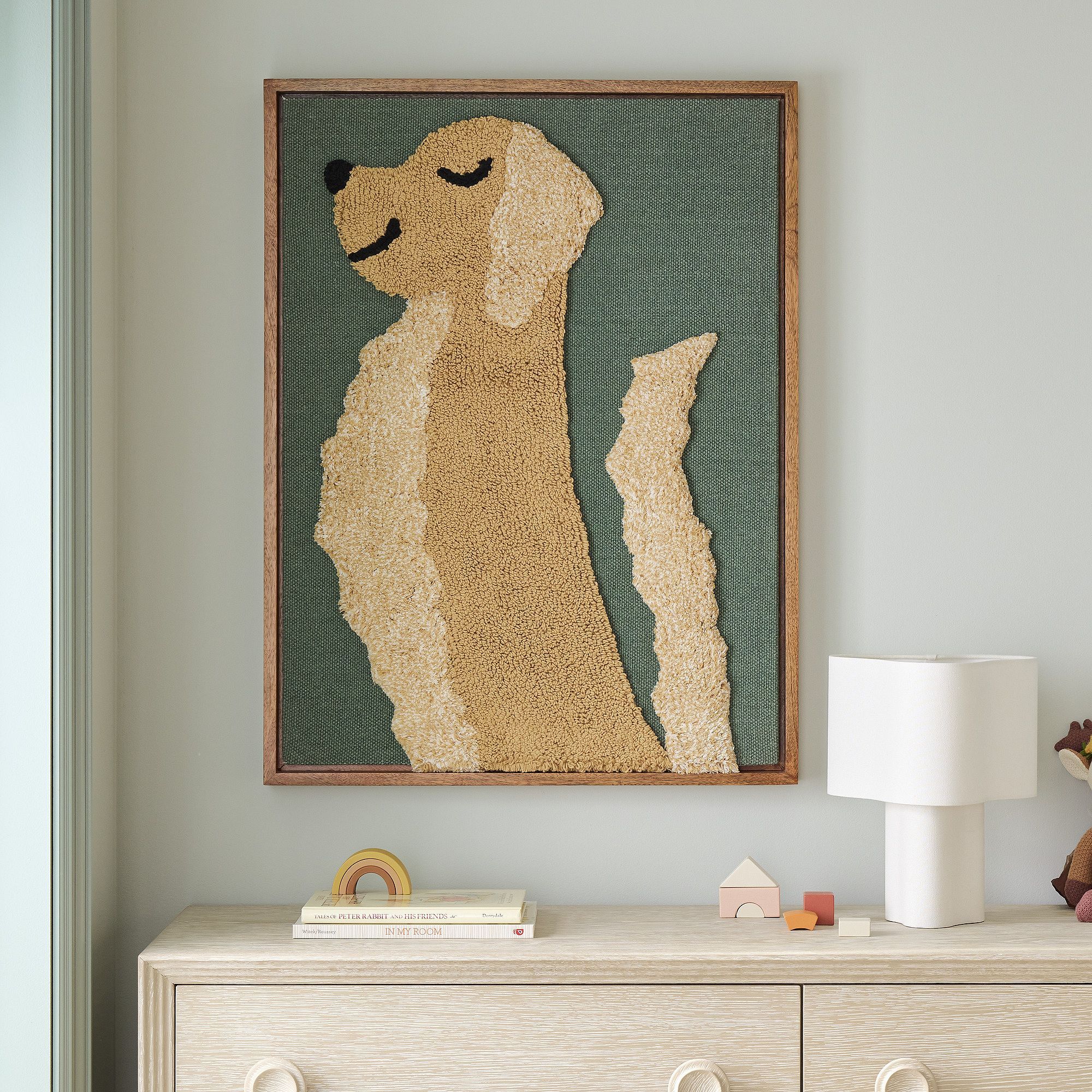 West Elm x PBK Puppy Woven Framed Art Golden Doodle thumbnail 3