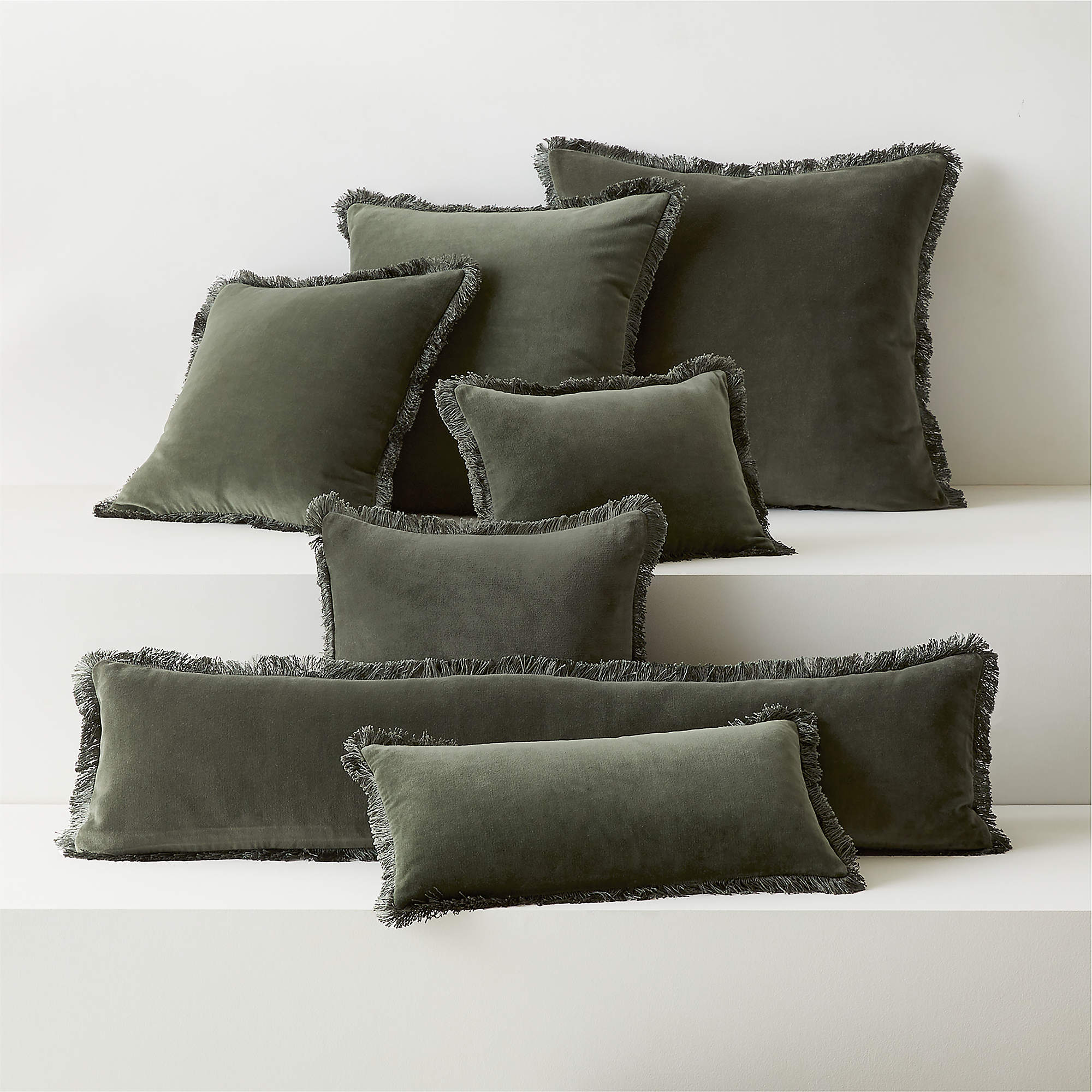 Bettie Forest Green Velvet Lumbar Pillow with Down Alternative Insert-23''x11'' thumbnail 2