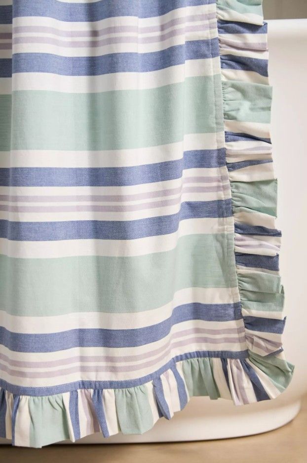 Mele Cotton Striped Ruffled Shower Curtain thumbnail 2