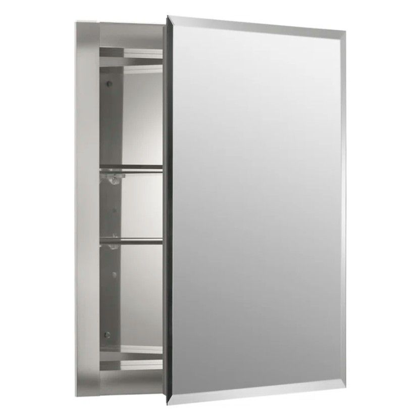Derring Recessed Frameless Medicine Cabinet with 2 Adjustable Shelves and Interior Mirror thumbnail 2