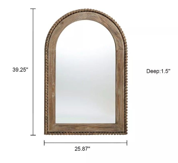 LuxenHome Wood Framed Arch Window Wall Mirror Brown thumbnail 5