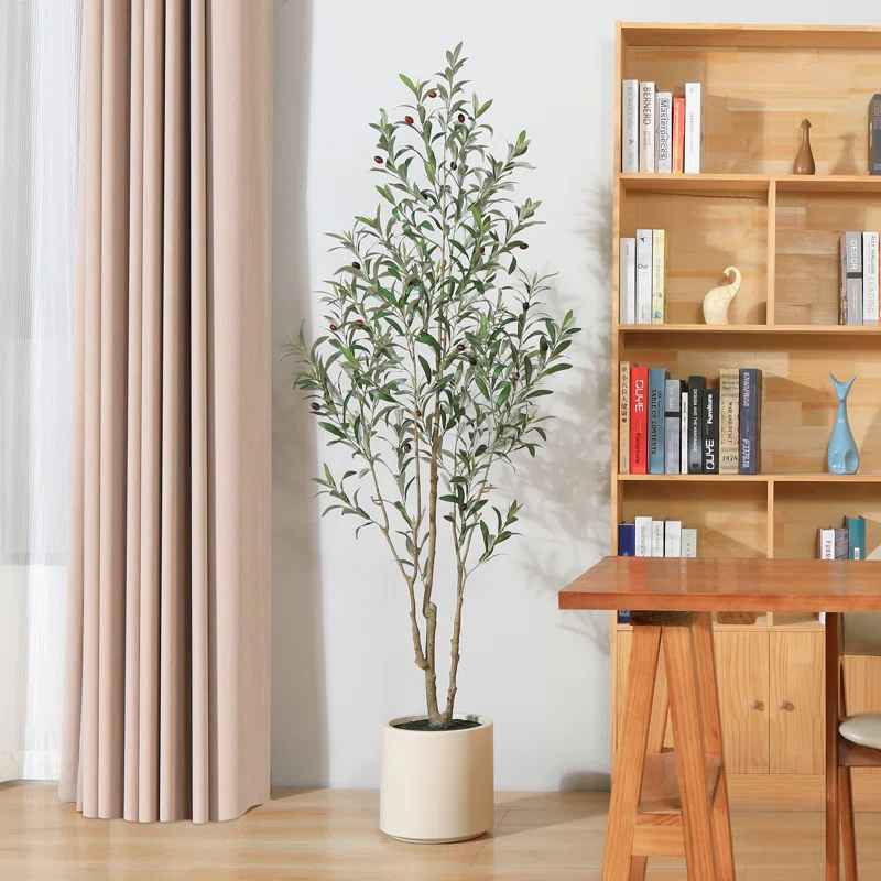 Adcock Faux Olive Tree in White Planter thumbnail 3