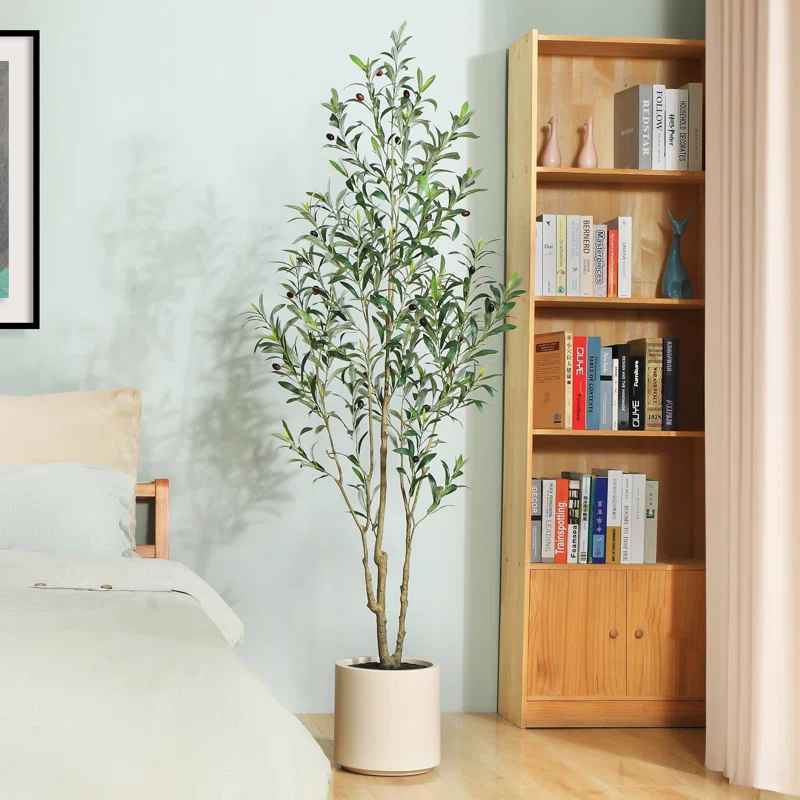 Adcock Faux Olive Tree in White Planter thumbnail 4