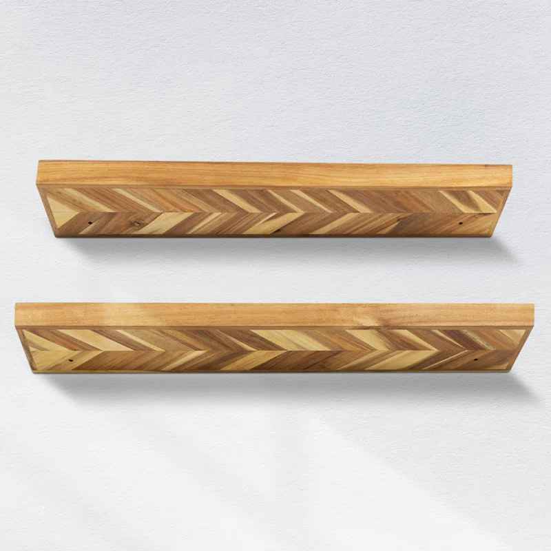Jorgensen 2 Pieces Acacia Solid Wood Chevron Floating Shelves for Wall Decor thumbnail 6