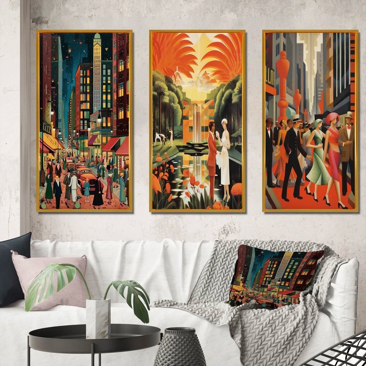 Art Deco Retro City Life by Designart 3 Pieces thumbnail 2