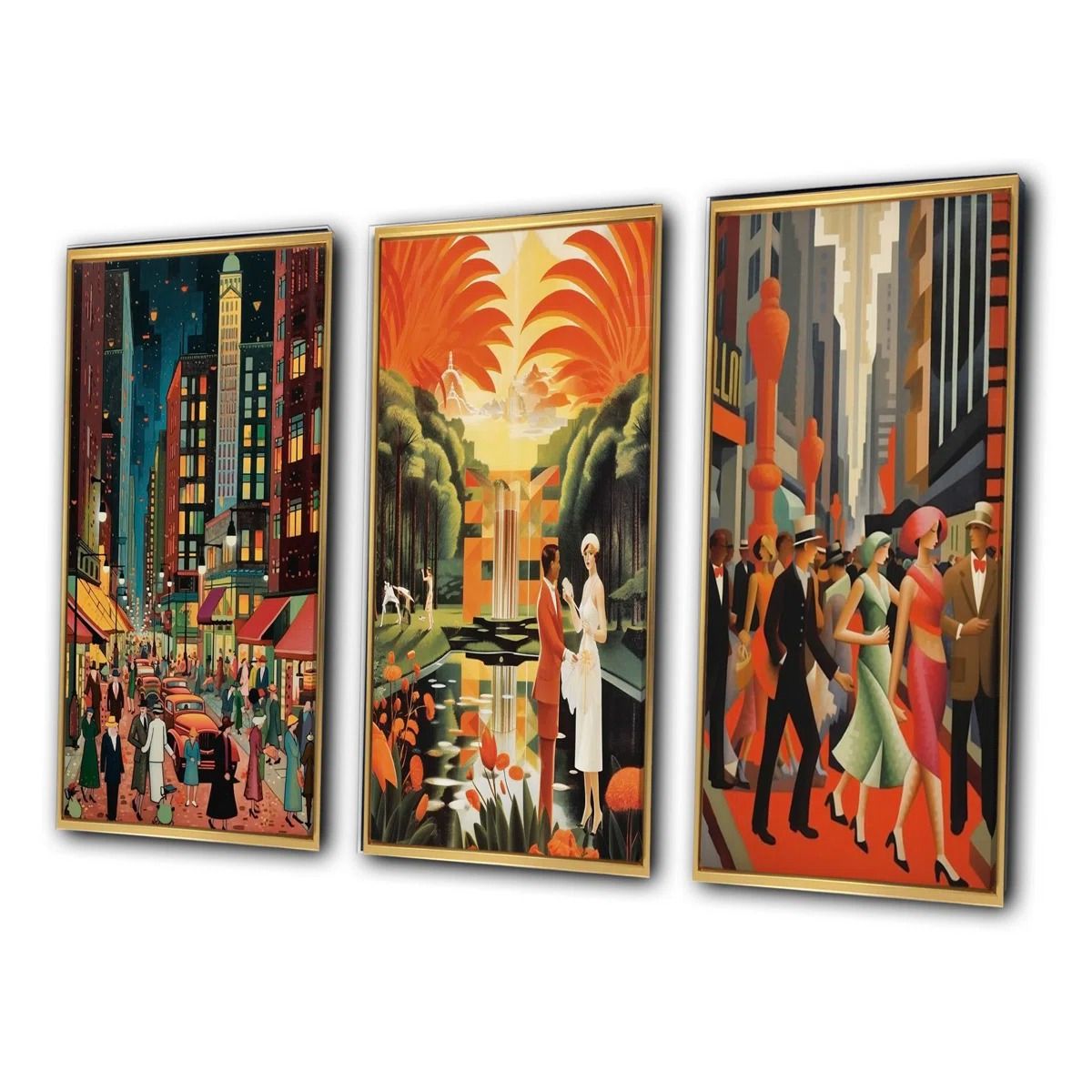 Art Deco Retro City Life by Designart 3 Pieces thumbnail 3