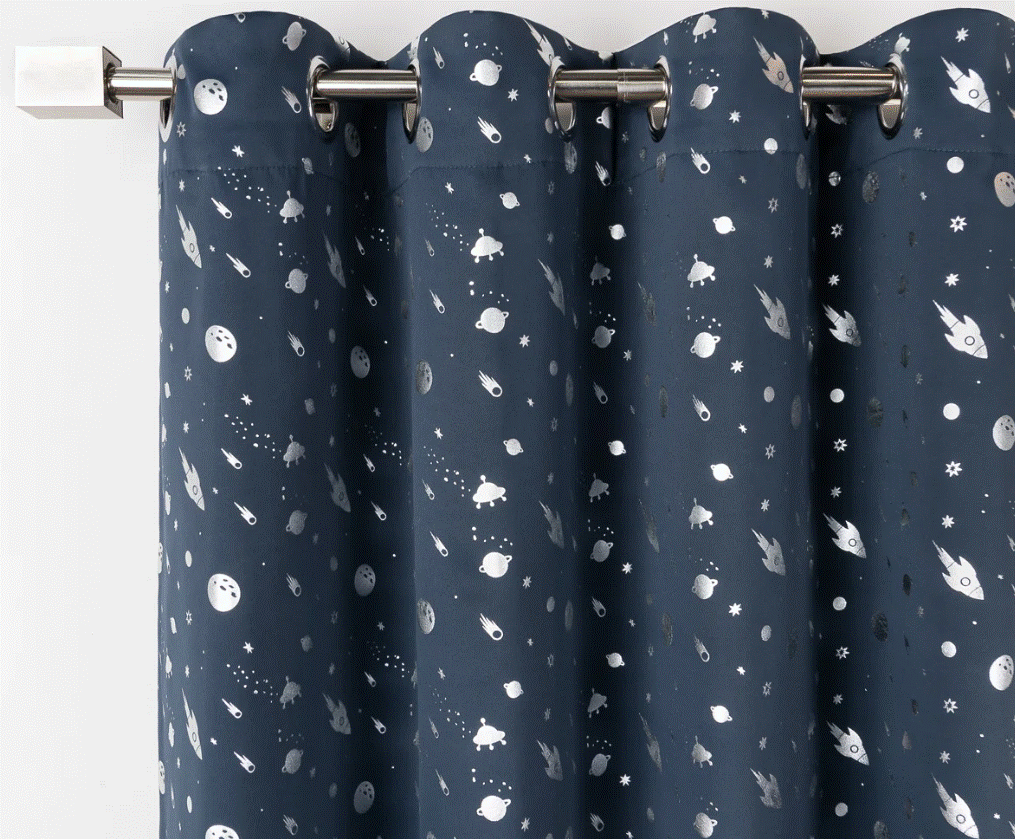 Tatyana Silver Foil Outer Space Polyester Blackout Curtain Pair (Set of 2) thumbnail 3