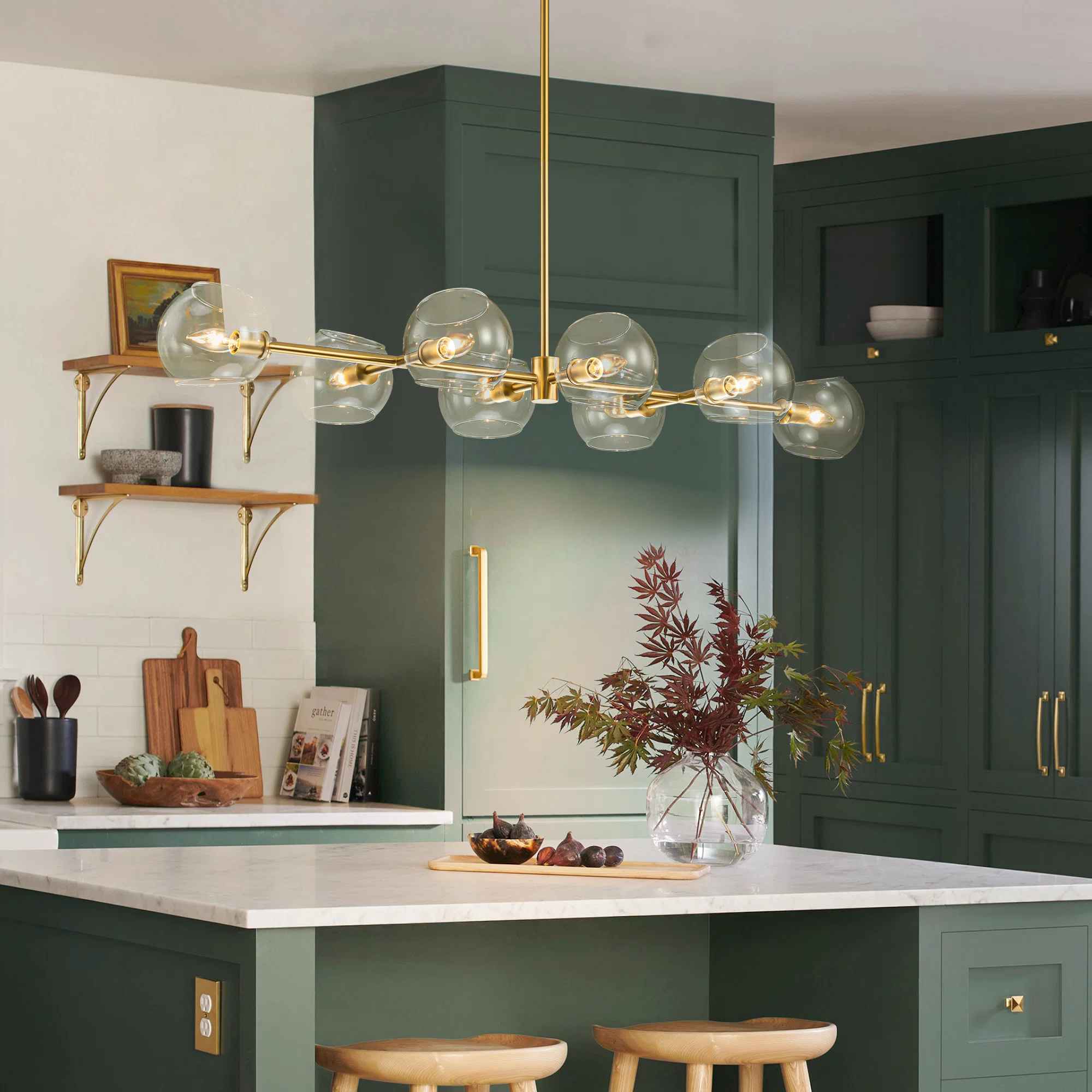 Gold Toyin 8 Light Modern Linear Kitchen Island Pendant thumbnail 9