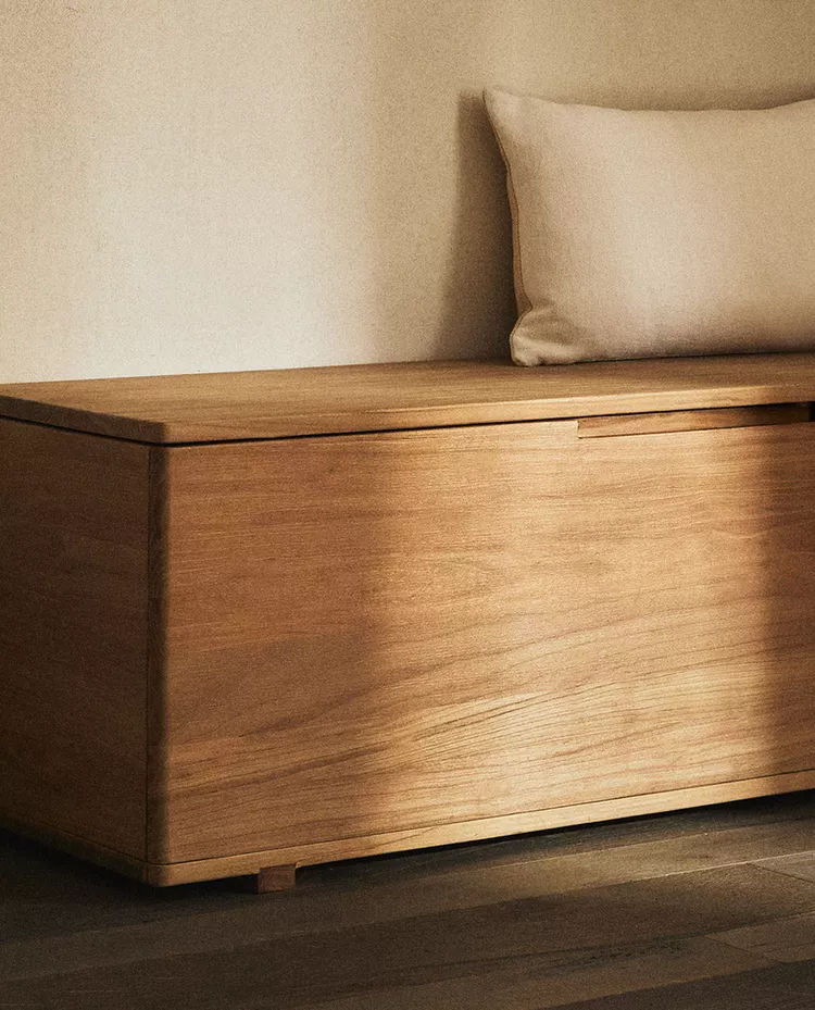 ELM WOOD BENCH WITH STORAGE thumbnail 2