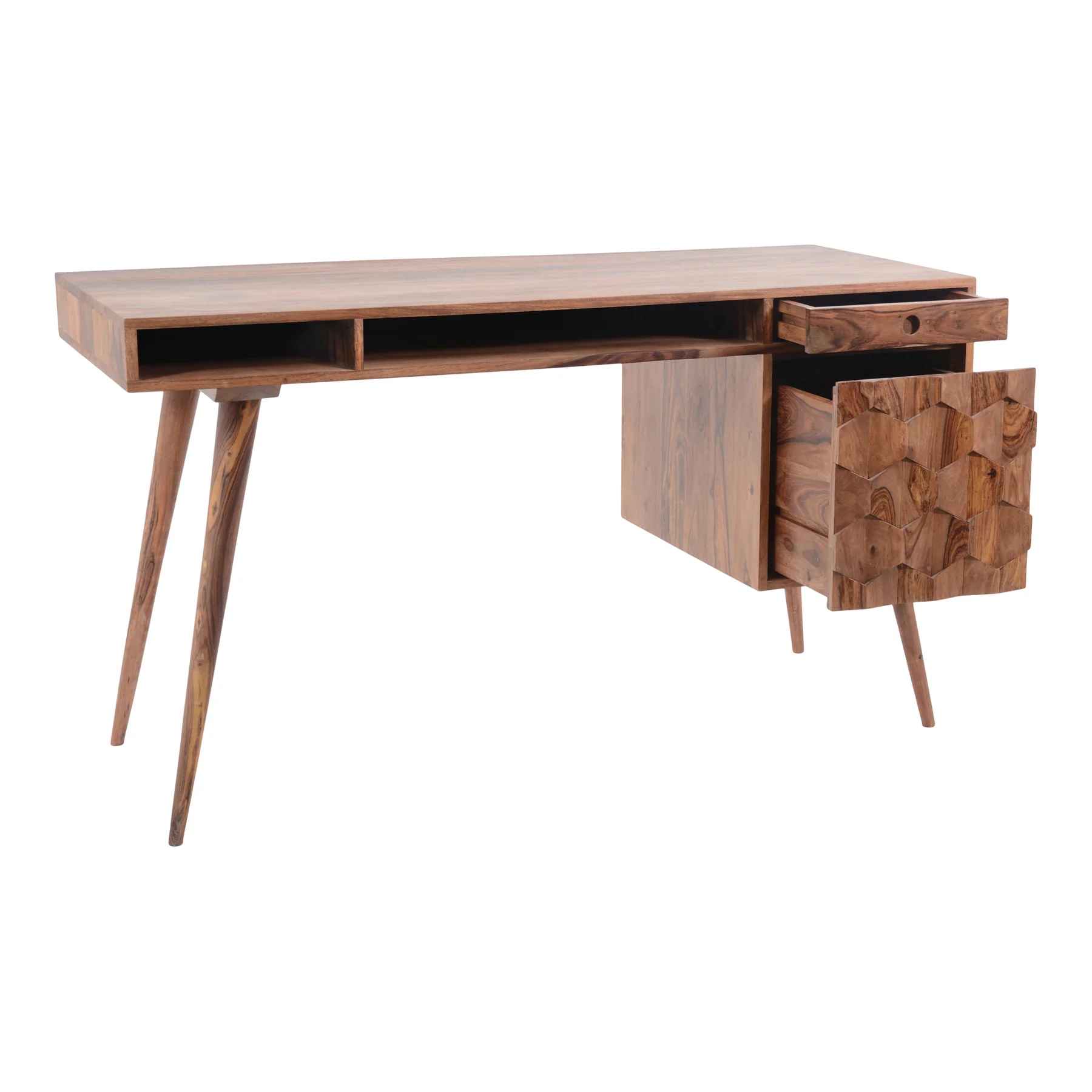 Sleek Ambidextrous Workstation in Solid Sheesham thumbnail 4