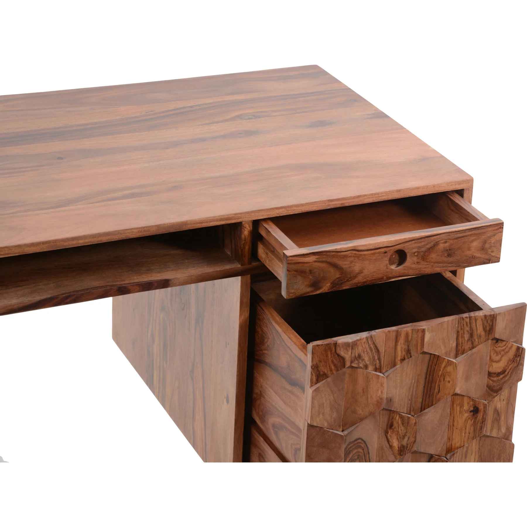 Sleek Ambidextrous Workstation in Solid Sheesham thumbnail 5