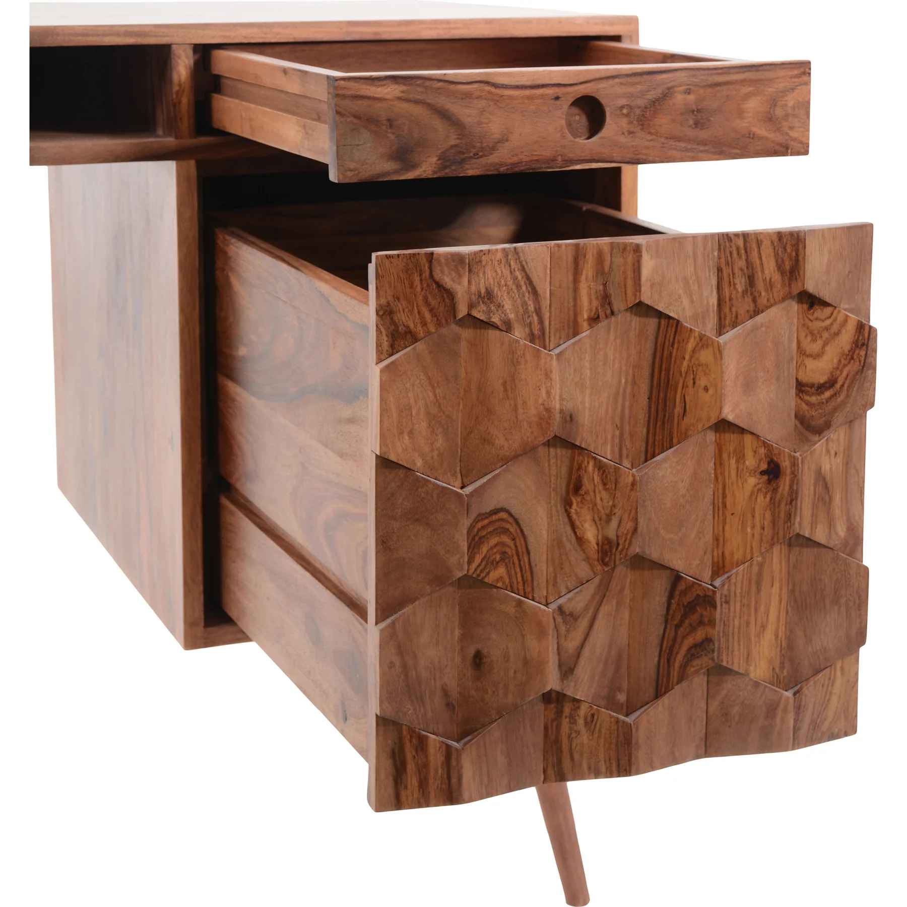 Sleek Ambidextrous Workstation in Solid Sheesham thumbnail 6