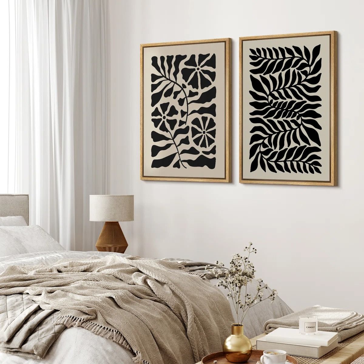 Black Abstract Floral Minimalist Modern Print 1 thumbnail 2