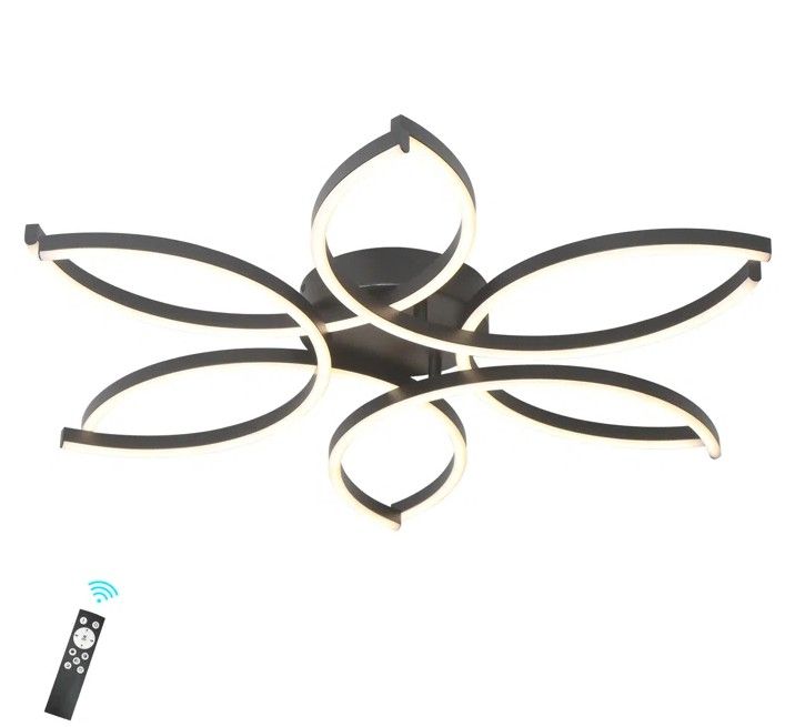 Reveka 6 Light 30 Inches LED Modern Flush Mount Flower Shape with Remote Control thumbnail 5