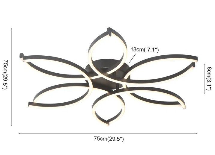 Reveka 6 Light 30 Inches LED Modern Flush Mount Flower Shape with Remote Control thumbnail 7