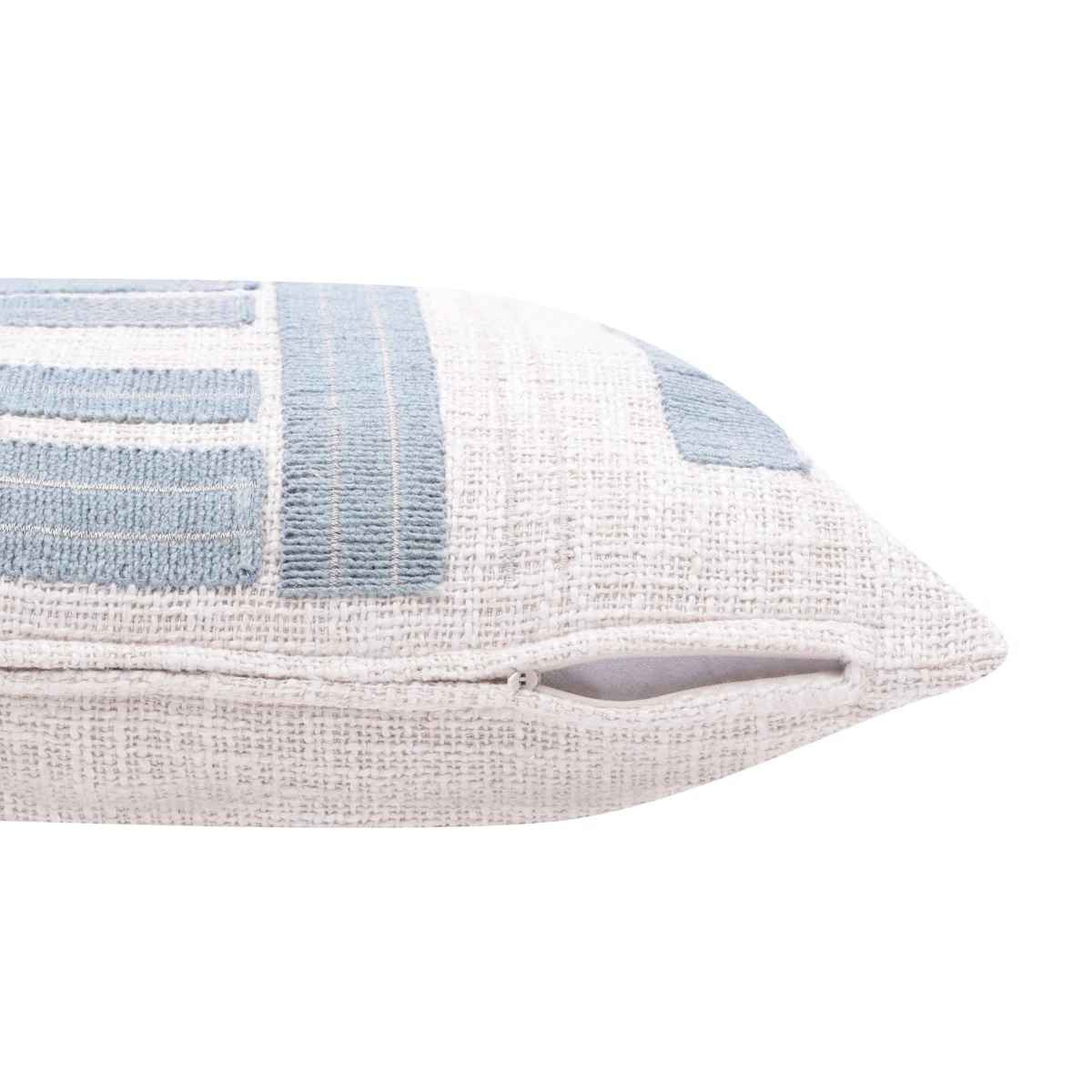 Malachy Ocean Blue and Ivory Cotton Throw Pillow-20"x20" thumbnail 2
