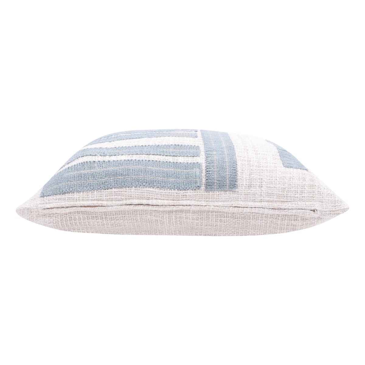 Malachy Ocean Blue and Ivory Cotton Throw Pillow-20"x20" thumbnail 3