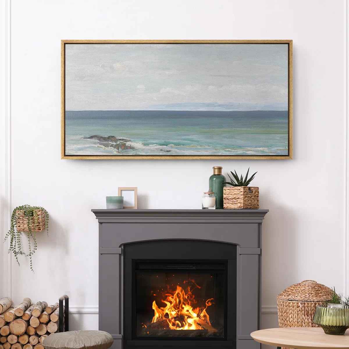 Coastal Beach Peaceful Coastal Horizon Soft Seascape Modern Art Relax Calm Warm Extra Large Pictures thumbnail 2