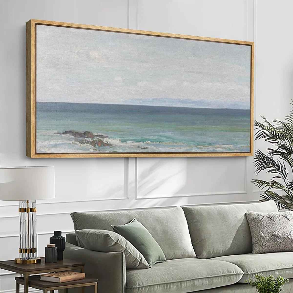 Coastal Beach Peaceful Coastal Horizon Soft Seascape Modern Art Relax Calm Warm Extra Large Pictures thumbnail 3