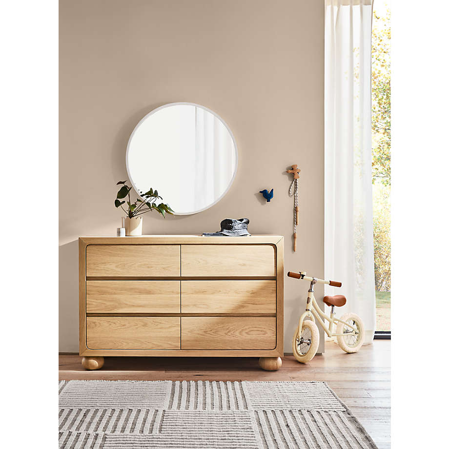 Emery Natural Oak Wood Wide 6 Drawer Kids Dresser thumbnail 2