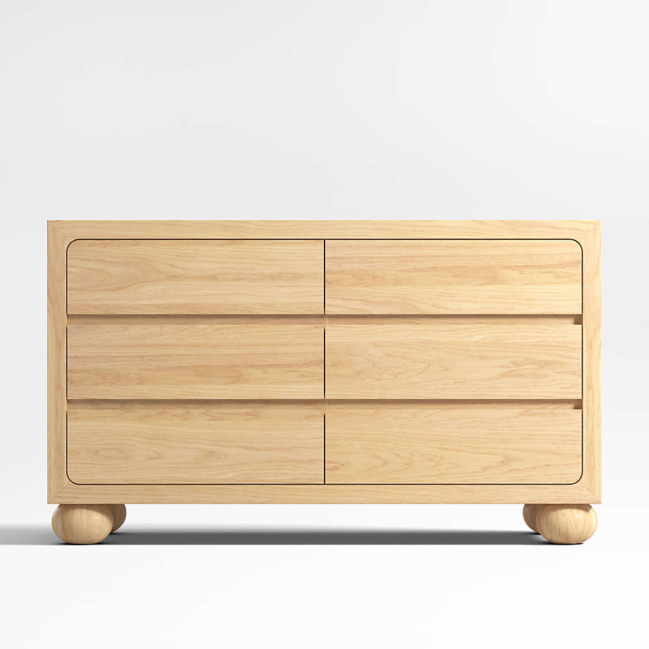 Emery Natural Oak Wood Wide 6 Drawer Kids Dresser thumbnail 3