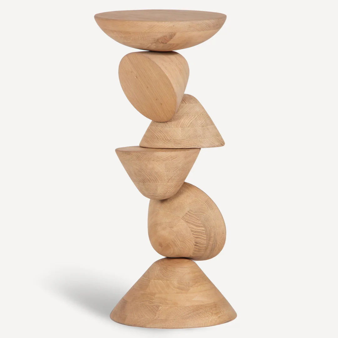 Geometric Oak Height Adjustable Drink Stand